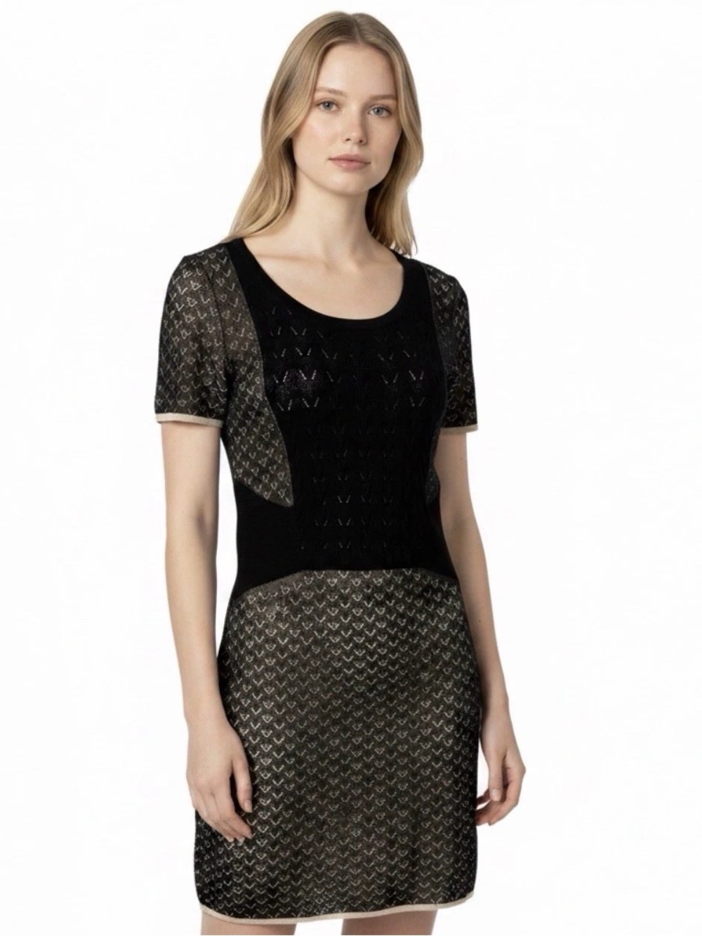 rag & bone Black Knit Short Sleeve Dress